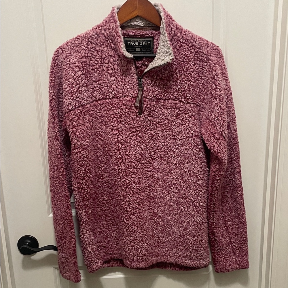 True Grit Women's Plush Dark Red Half Zip Pullover Size XS